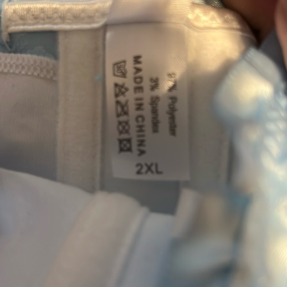 Light Blue Satin Corset Top w/ Ruffle Trim – Size 2XL NWOT - Picture 8 of 9